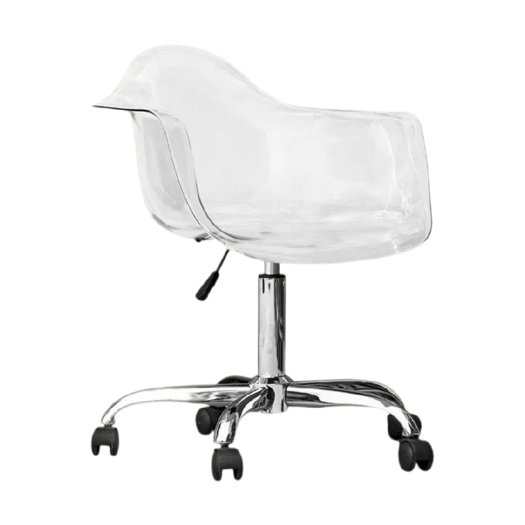 **Chaise de bureau en acrylique transparent avec base chromée**