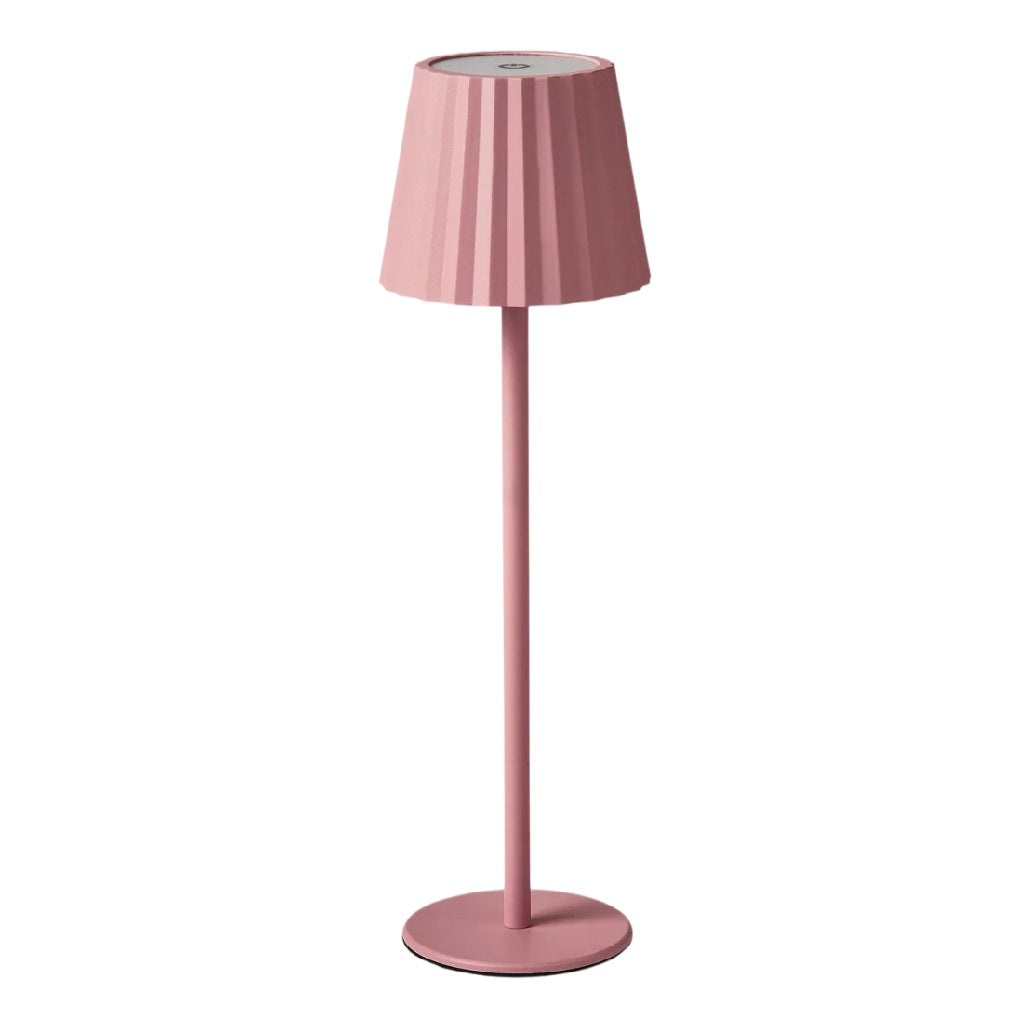 **Lampadaire moderne en métal rose avec abat-jour plissé**