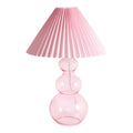 **Lampe en verre rose avec abat-jour plissé**