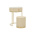 **Titre technique : Table d'appoint moderne avec finitions dorées et designs en tissu**